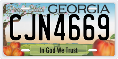 GA license plate CJN4669