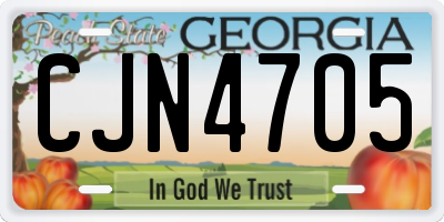 GA license plate CJN4705