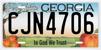 GA license plate CJN4706