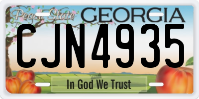GA license plate CJN4935