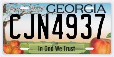 GA license plate CJN4937