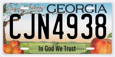 GA license plate CJN4938