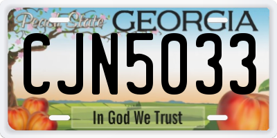 GA license plate CJN5033