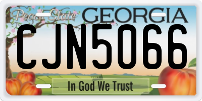 GA license plate CJN5066