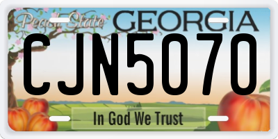 GA license plate CJN5070