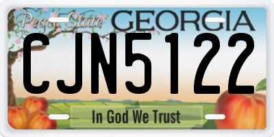 GA license plate CJN5122