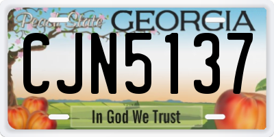 GA license plate CJN5137