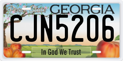 GA license plate CJN5206