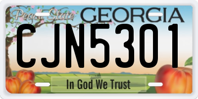 GA license plate CJN5301