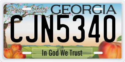 GA license plate CJN5340