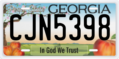 GA license plate CJN5398