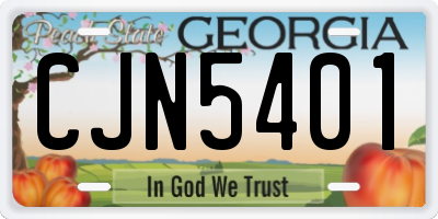 GA license plate CJN5401
