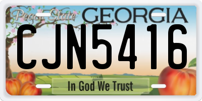 GA license plate CJN5416