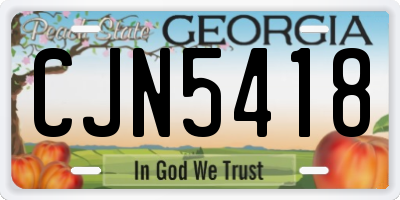 GA license plate CJN5418