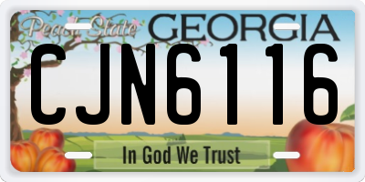 GA license plate CJN6116