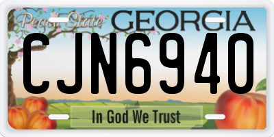 GA license plate CJN6940