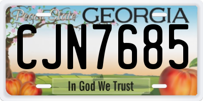 GA license plate CJN7685
