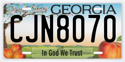 GA license plate CJN8070