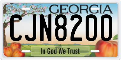 GA license plate CJN8200