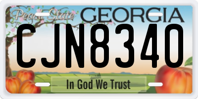 GA license plate CJN8340