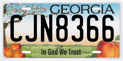 GA license plate CJN8366