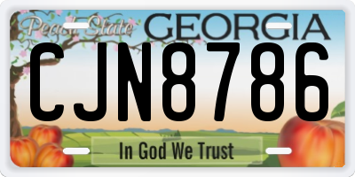 GA license plate CJN8786