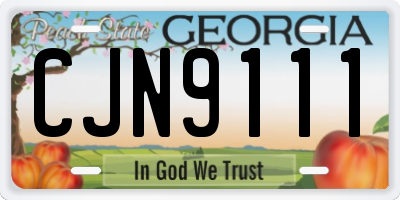 GA license plate CJN9111