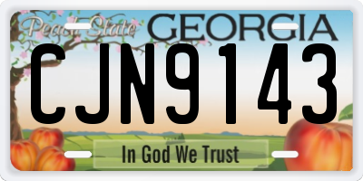 GA license plate CJN9143