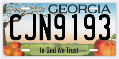 GA license plate CJN9193