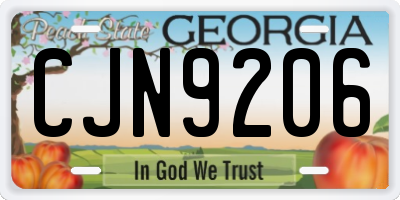 GA license plate CJN9206