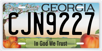 GA license plate CJN9227