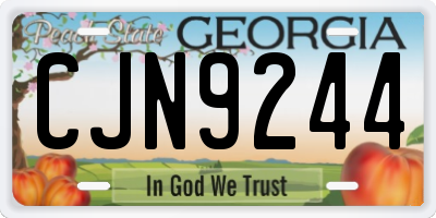 GA license plate CJN9244