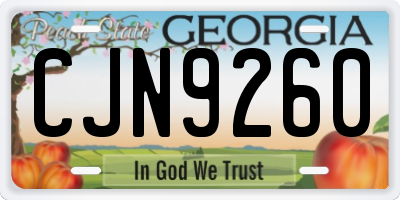 GA license plate CJN9260