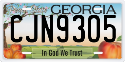 GA license plate CJN9305