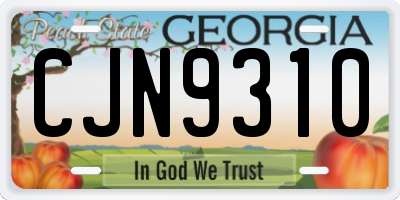 GA license plate CJN9310