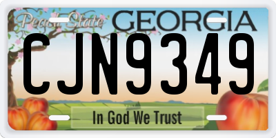 GA license plate CJN9349
