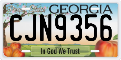 GA license plate CJN9356
