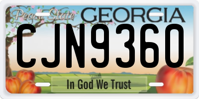 GA license plate CJN9360