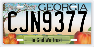 GA license plate CJN9377