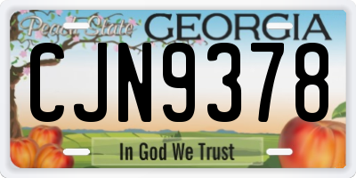 GA license plate CJN9378