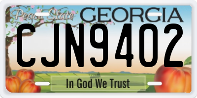 GA license plate CJN9402