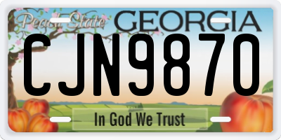 GA license plate CJN9870