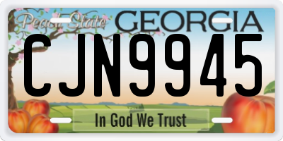 GA license plate CJN9945