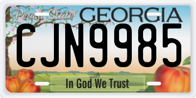GA license plate CJN9985
