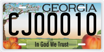 GA license plate CJO0010