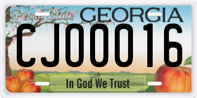 GA license plate CJO0016