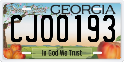 GA license plate CJO0193