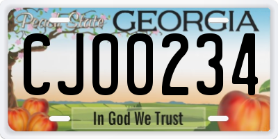 GA license plate CJO0234