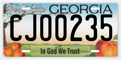 GA license plate CJO0235