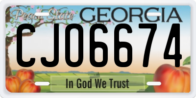 GA license plate CJO6674